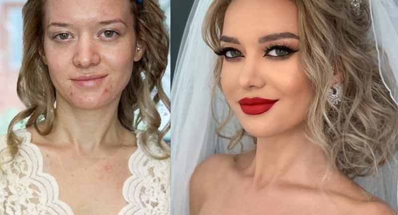 قبل و بعد آرایش عروس قبل و بعد آرایش صورت اغعنتا