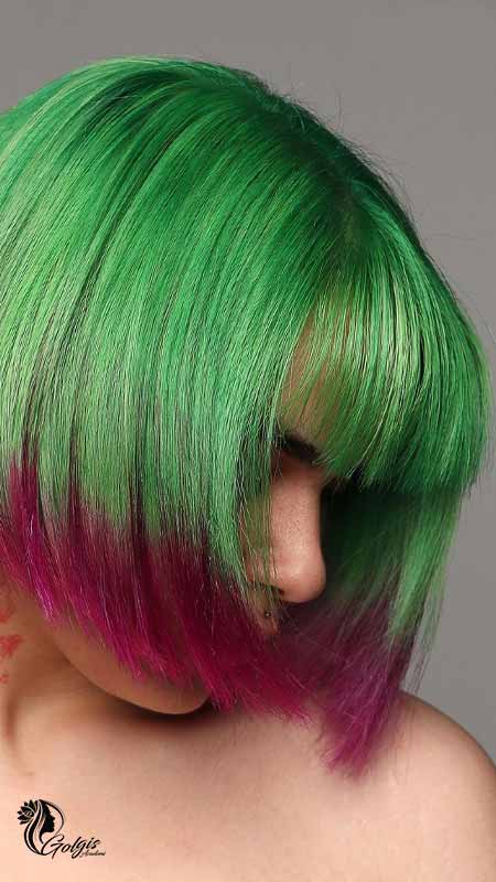 جدیدترین رنگ موی سبز و بنفش