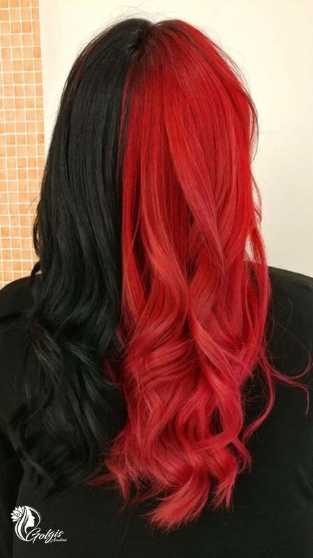 رنگ موی قرمز و مشکی جذاب