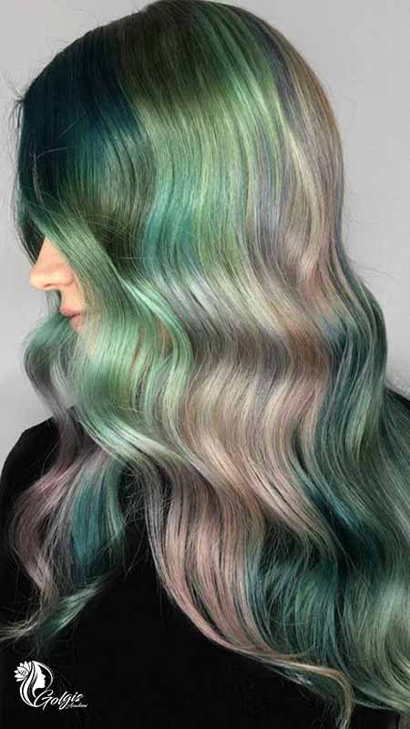 رنگ موی ترکیبی خاکستری و سبز