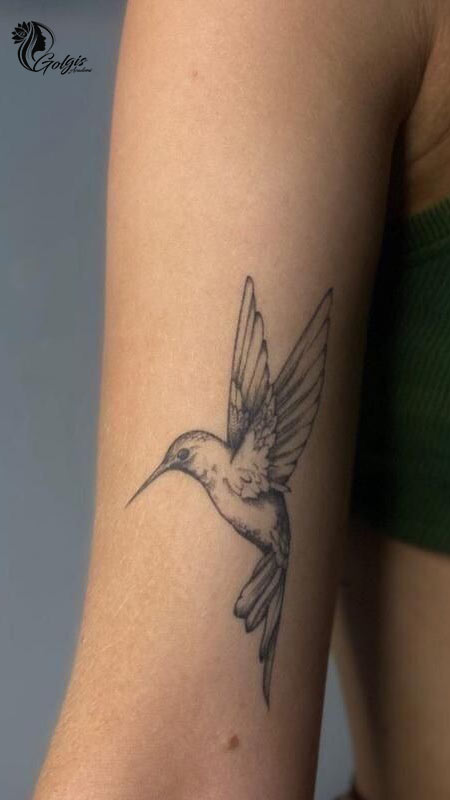 طرح خالکوبی پرنده روی بازو