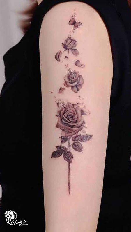 طرح گل رز برای تاتو روی بازو