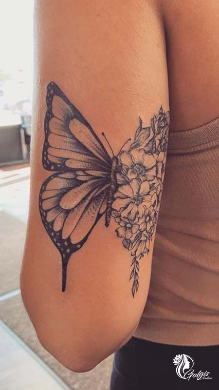 تاتو پروانه پشت بازو