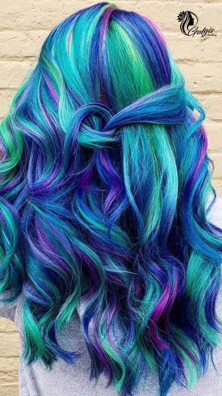 رنگ موی کهکشانی زیبا روی موی کرلی