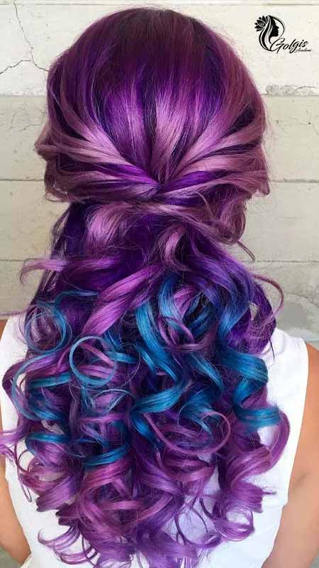 موی کرلی با رنگ کهکشانی زیبا