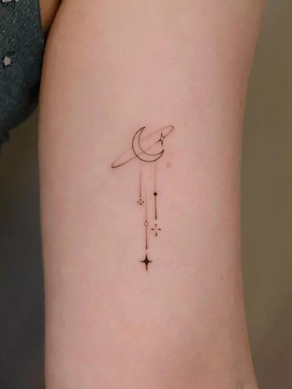 طرح تاتو ماه و ستاره برای بازو